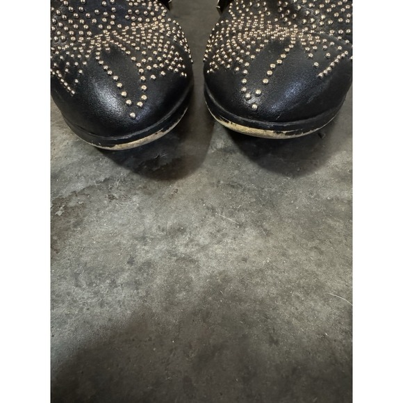 Bashafari Leather studs Ankle shoes Cowboy Boots Metallic black Gold size 39 (8) - Picture 5 of 11